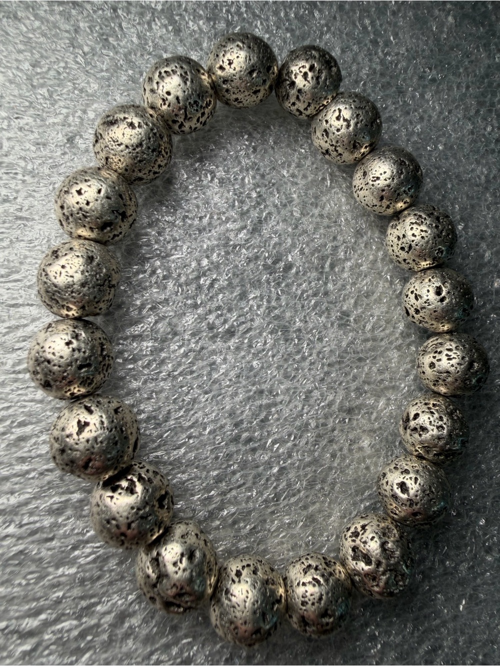 Grounding 10MM Metallic Coated Authentic Lava Stone Natural Crystal Bracelet